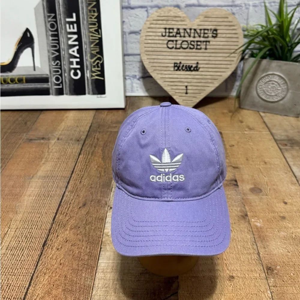 Women’s Adidas trefoil purple & White Hat Relaxed Strap Back